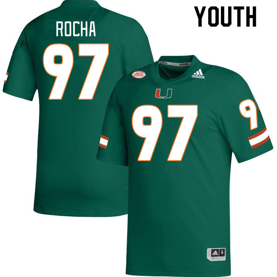 Youth #97 Will Rocha Miami Hurricanes College Football Jerseys Stitched-Green